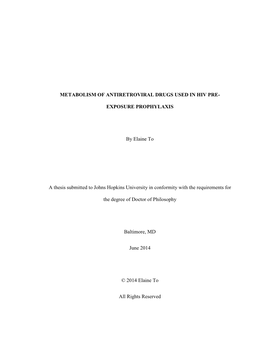 Metabolism of Antiretroviral Drugs Used in Hiv Pre