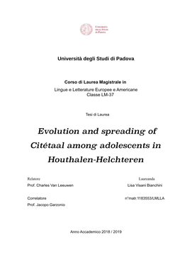 Evolution and Spreading of Citétaal Among Adolescents in Houthalen-Helchteren