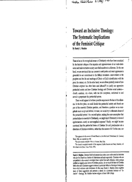 Toward an Inclusive Theology: the Systematic Implications of the Feminist Critique by Randy L