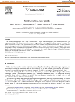 Nontraceable Detour Graphs Frank Bullocka,1, Marietjie Fricka,1, Gabriel Semanišinb,2, Róbert Vlaˇcuhab