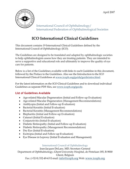 ICO International Clinical Guidelines