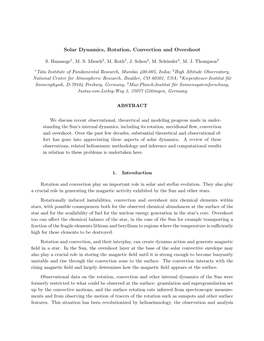 Solar Dynamics, Rotation, Convection and Overshoot