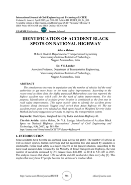 Identification of Accident Black Spots on National Highway