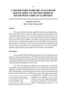 A Manoeuvre Warfare Analysis of South Africa's