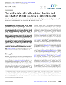 The Health Status Alters the Pituitary Function and Reproduction of Mice in a Cxcr2-Dependent Manner