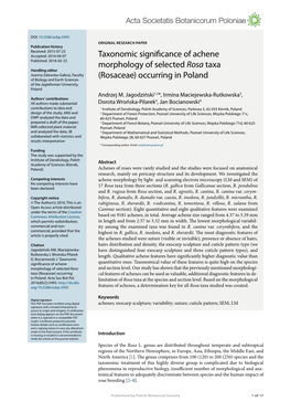 Taxonomic Significance of Achene Morphology Of