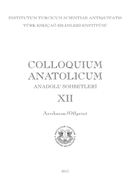 Colloquium Anatolicum Anadolu Sohbetleri Xii