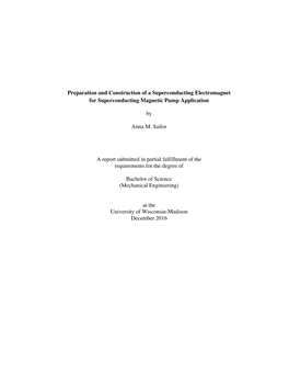 Preparation and Construction of a Superconducting Electromagnet for Superconducting Magnetic Pump Application