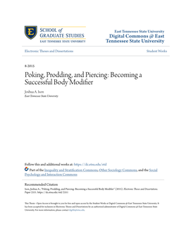 Poking, Prodding, and Piercing: Becoming a Successful Body Modifier Joshua A