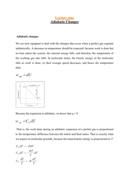 Lecture Nine Adiabatic Changes