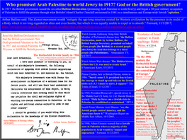 Who Promised Arab Palestine to World Jewry in 1917? God Or the British