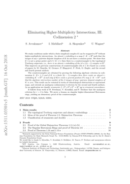 Eliminating Higher-Multiplicity Intersections, III. Codimension 2 ∗