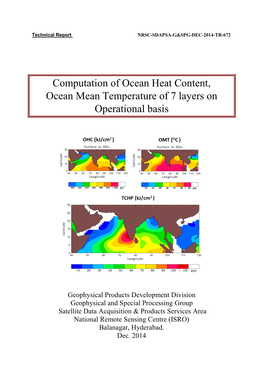 Computation of Ocean Heat Content, Ocean Mean Temperature of 7 Layers on Operational Basis