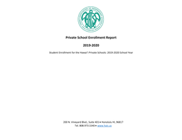 Private School Enrollment Report 2019-2020