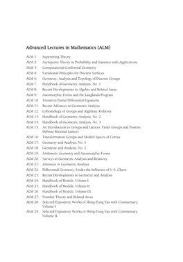 Shing-Tung Yau with Commentary, Volume I ALM 29: Selected Expository Works of Shing-Tung Yau with Commentary, Volume II