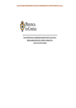 Piano Provinciale Dimensionamento Rete Scolastica Programmazione Dell’Offerta Formativa Anno Scolastico 2020/2021