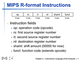 MIPS R-Format Instructions