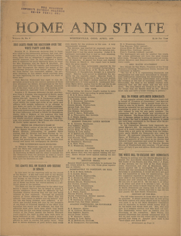 HOME D STATE :Volume 30, No.4 WESTERVILLE, OHIO, APRIL 1929 $1.00 Per Year