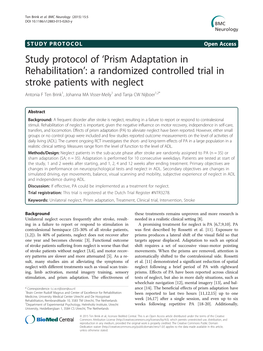 A Randomized Controlled Trial in Stroke Patients with Neglect Antonia F Ten Brink1, Johanna MA Visser-Meily1 and Tanja CW Nijboer1,2*