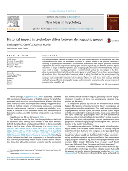 Historical Impact in Psychology Differs Between Demographic Groups