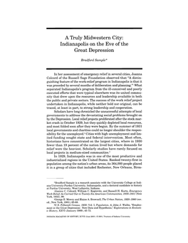 A Truly Midwestern City: Indianapolis on the Eve of the Great Depression