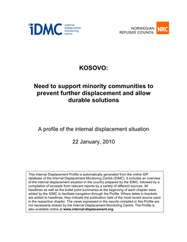 Need to Support Minority Communities to Prevent Further Displacement and Allow Durable Solutions