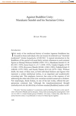 Against Buddhist Unity: Murakami Sensho and His Sectarian Critics