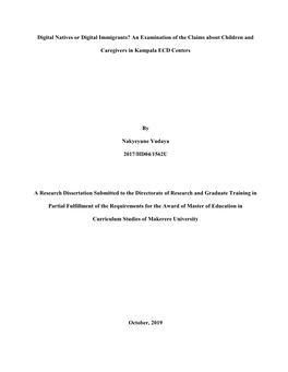 An Examination of the Claims About Children and Caregivers in Kampala ECD Centers” to The
