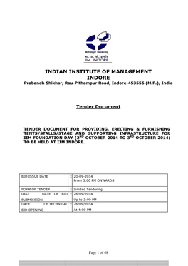 Tender Document for Providing, Erecting & Furnishing