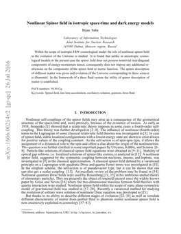 Nonlinear Spinor Field in Isotropic Space-Time and Dark Energy Models