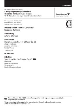 Chicago Symphony Orchestra Riccardo Muti Zell Music Director Yo-Yo Ma Judson and Joyce Green Creative Consultant Global Sponsor of the CSO