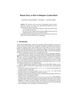 Bonsai Trees, Or How to Delegate a Lattice Basis