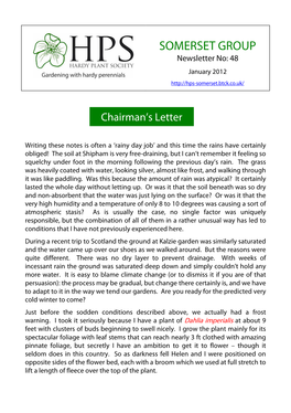 SOMERSET GROUP Newsletter No: 48 January 2012