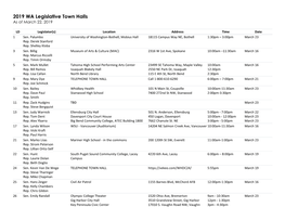 2019 WA Legislative Town Halls As of March 22, 2019