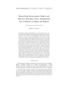 Reconciling Socioeconomic Rights and Directive Principles with a Fundamental Law of Reason in Ghana and Nigeria