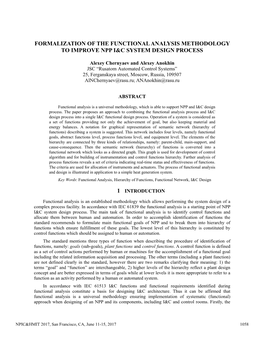 Formalization of the Functional Analysis Methodology to Improve Npp I&C