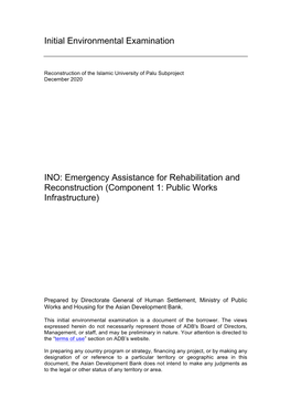 Emergency Assistance for Rehabilitation and Reconstruction (Component 1: Public Works Infrastructure)