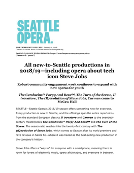 All New-To-Seattle Productions in 2018/19—Including Opera About Tech Icon Steve Jobs