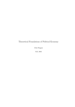 Theoretical Foundations of Political Economy