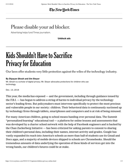 Kids Shouldn't Have to Sacrifice Privacy for Education