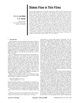 Stokes Flow in Thin Films