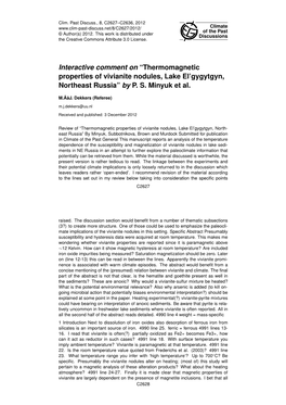 Thermomagnetic Properties of Vivianite Nodules, Lake El'gygytgyn