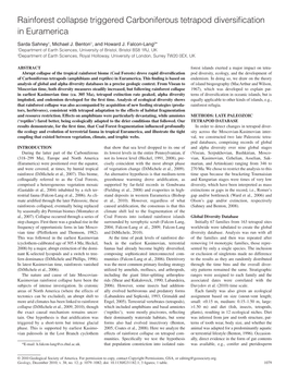 Rainforest Collapse Triggered Carboniferous Tetrapod Diversiﬁ Cation in Euramerica