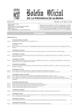 De La Provincia De Almeria Sumario