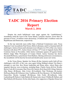 Primary Election Report