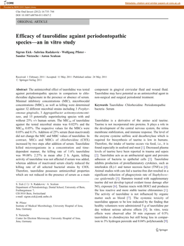 Efficacy of Taurolidine Against Periodontopathic Species—An in Vitro Study