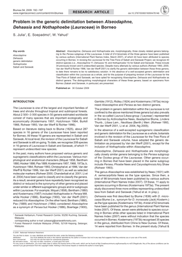 Problem in the Generic Delimitation Between Alseodaphne, Dehaasia and Nothaphoebe (Lauraceae) in Borneo