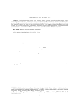 Solving Rational Eigenvalue Problems Via Linearization 1