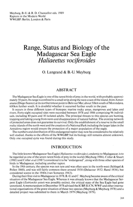 Range, Status and Biology of the Madagascar Sea Eagle Haliaeetus Vociferoides