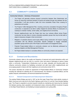 Pattullo Bridge Replacement Project Eac Application Part B Section 6.3 Community Cohesion